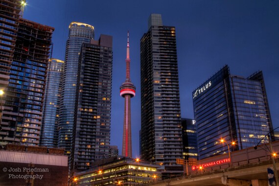 CN tower in Downtown Toronto and some tall buildings